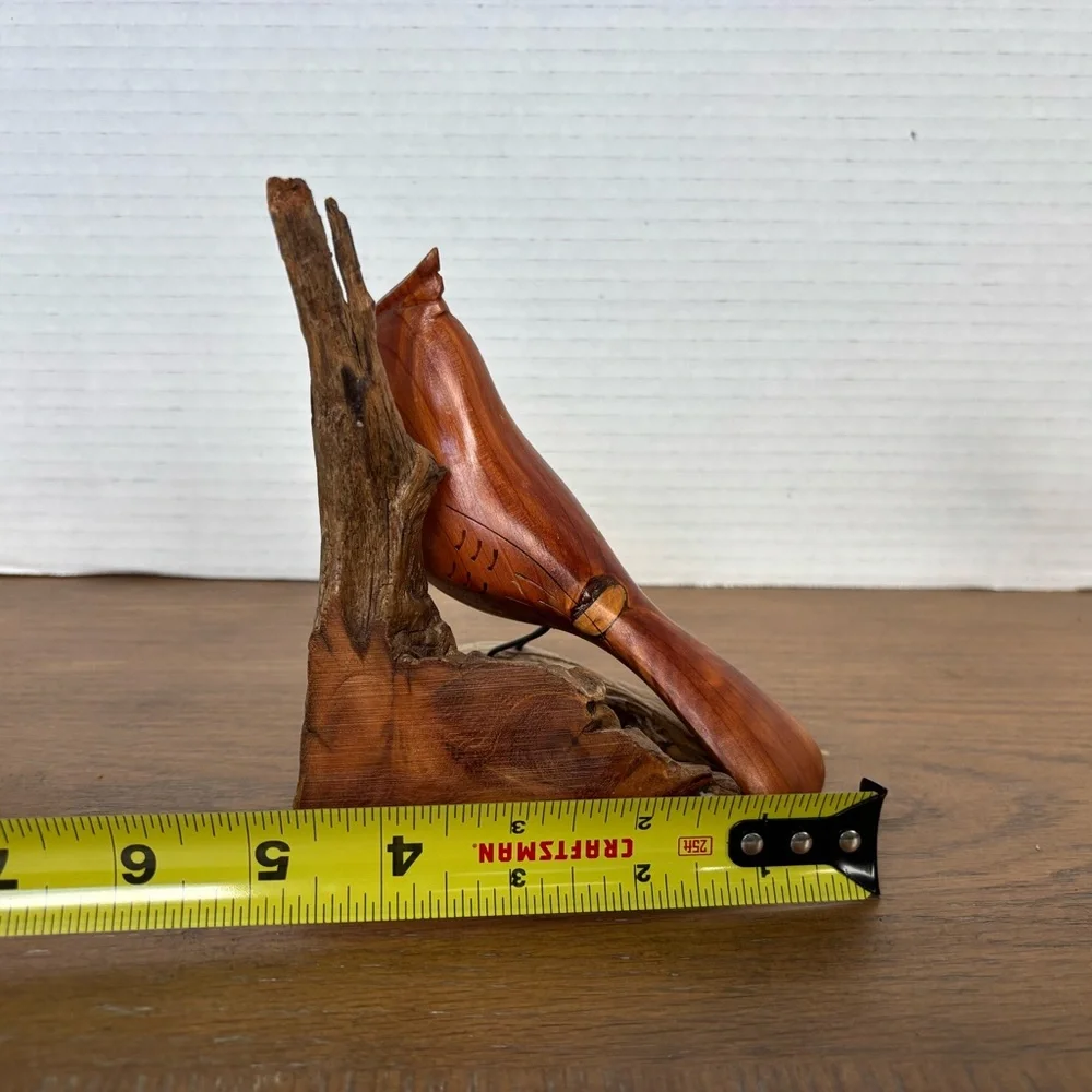 Handcrafted Wooden Bird Figurines On Rustic Wood Artsy Beachy MCM - Picture 8 of 11